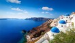 © Crystal - a photography of the iconic white washed buildings and blue domed churches of santorini overlooking the crystal clear waters of the aegean sea capturing the essence of greek island paradi