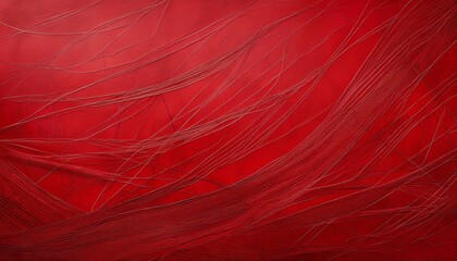 abstract red background texture with random linear markings suggestive of worn material surface