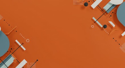 Wall Mural - Abstract Geometric Shapes Orange Background Design.
