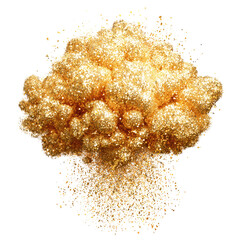 Wall Mural - a golden explosion, a cloud of glittering particles against a transparent background, digitally rend