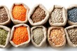 © Takalar - Burlap sacks filled with various legumes