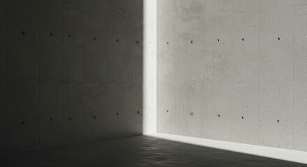 Wall Mural - Architectural Light Study: Concrete Corner bathed in Sunlight, Minimalist Design