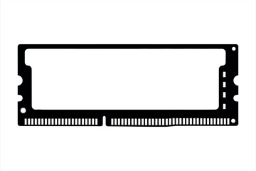 Black silhouette of a computer R A M module on a white background memory technology 1
