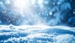 © Visioner - Snowy Forest Ground with Falling Snowflakes Illuminated by Sunlight in Winter Scene Background with Blue