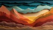 © Peindre - 暖色と寒色で彩られた重なり合うテクスチャの山々 | Layered Textured Mountains in Warm and Cool Tones