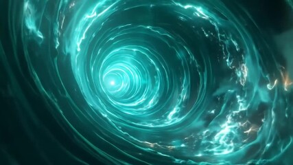 Abstract Turquoise Energy Tunnel with Light at End