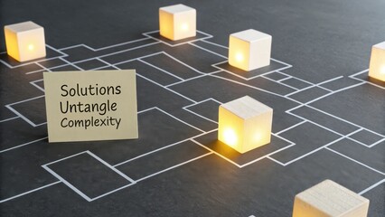 Illuminated Blocks on a Circuit Board Representing Innovative Solutions