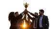 © embuh - Diverse business team celebrating victory with a trophy modern illustration inspired by Diverse business