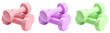 © UNeed - pile of women dumbbells in three colors isolated on white background