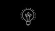 © Stock motion CK - Outline Light Bulb Icon with Glowing Rays on Black Background idea innovation
