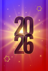 Wall Mural - 2026 lettering new year wishes poster with light effect