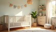 © Prasert - A serene, sunlit nursery awaits the arrival of a new family member  Soft lighting enhances the gentle colors and textures of the lovingly prepared space ,  calm,  cozy,  mobiles
