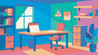 © BedRoses - illustration of an empty office with a holiday calendar on the desk vector design template