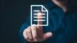 © BASHIR - Professional touching digital document icon symbolizing data management and business innovation