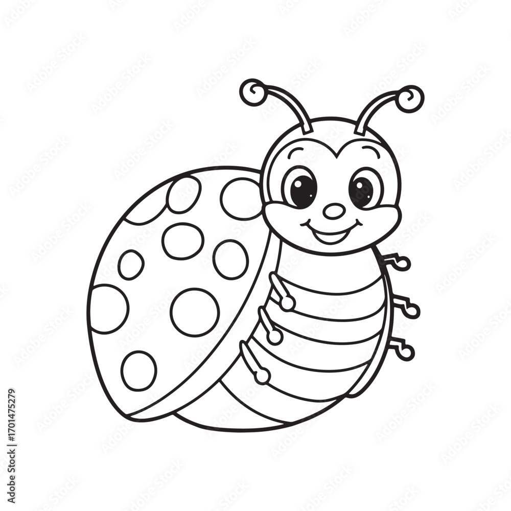 Adorable Ladybug Coloring Page for Children to Print and Color Stock ...