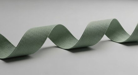 Gray ribbon coiled in a spiral pattern on a light gray background.
