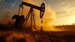 © Sirichat. Camphol - Oil extraction process oil field photography sunset low angle industrial power and environmental impact