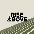 © Nargis - Modern geometric logo design featuring the text rise above with mountain icon and abstract parallel lines pattern vector