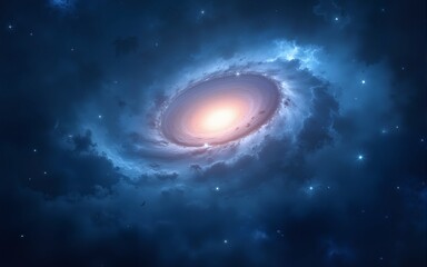 Swirling Nebulae in Blue Space: Cosmic Wallpaper. High quality