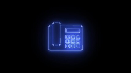 neon mobile phone call icon animation and technology communication