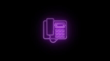 neon mobile phone call icon animation and technology communication