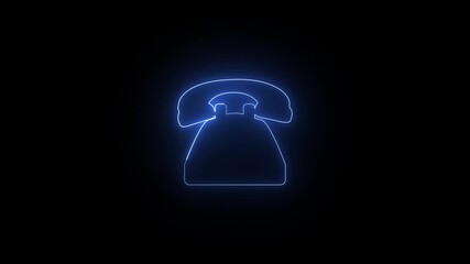 neon mobile phone call icon animation and technology communication