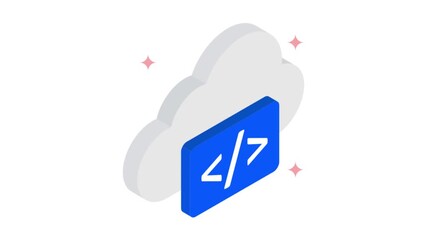 Cloud Coding isometric animation MP4 file