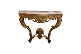 Antique Gilded Console Table with Marble Top: French Rococo Style Furniture