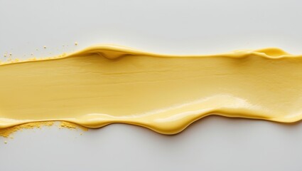 Wall Mural - Smudge of yellow cosmetic texture beautifully presented on white background