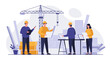 © Maureen - Construction team collaborating on project plans at building site