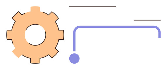 Gear connecting with stylized lines, representing workflow, automation, connectivity, and teamwork. Ideal for technology, engineering, productivity, innovation efficiency planning and modern