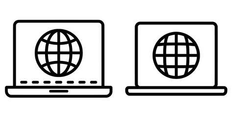 Laptop illustration with isolated pointer or cursor icon in modern eps 10 style
