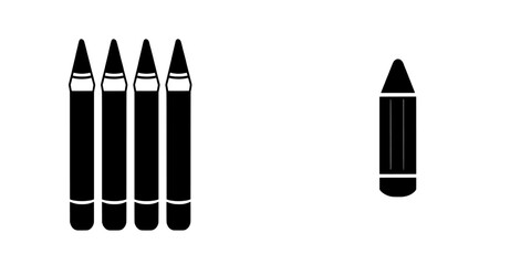 A simple and bold black icon, the Crayon Icon depicts a crayon and is well-suited for digital projects, websites, and application development