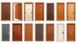 © Nur - Collection of various wooden doors in different colors and styles, showcasing a range of designs and decorative elements.
