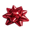 © Aurelia - Ultra-macro vibrant crimson red starburst gift bow, shimmering satin, intricate folds, sharp edges, isolated on transparent with subtle shadow, dramatic studio lighting. Concept for premium product