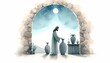 © My Faith - Jesus miracle at cana watercolor painting illustration wedding at cana religious art