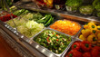 © Oleksiy - Variety of salads and fresh vegetables in display case