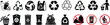 © Vector Store - Recycle icon and trash symbol, Recycling sign, Recycle symbol Isolated on white background. Vector stock illustration.Bin icon set. Trash can collection. Trash icons set. Web icon, delete button.