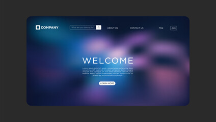 Modern welcome landing page design with subtle gradient background and clear navigation elements