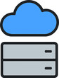 © Ethereal Flow - Cloud computing and edge computing data storage network server icon, depicting a cloud connected to a database server, symbolizing the integration of cloud and edge technologies for efficient