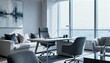 © Generative AI - Modern Executive Office Interior with City View, Featuring Contemporary Furniture and Natural Light
