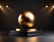© Angler - Golden soccer ball on a dark stage