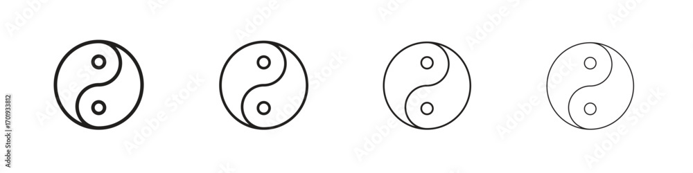 Yin yang icons. thin line symbols in strokes Stock Vector | Adobe Stock