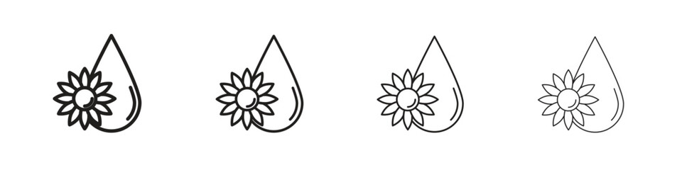 Sunflower oil icons. thin line symbols in strokes