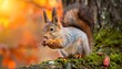 © Abdul - Here's an original and vivid prompt for a squirrel image:---**Prompt:***A curious squirrel perched on a mossy tree branch in an autumn forest, its bushy tail curled up behind it. The squirrel hol