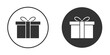 © Hestia - Present gift box icon or Logo. Flat Style vector EPS.