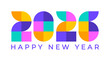 © Neelrong - 2026 happy new year geometric shape colorful typography text logo design template. Happy New Year 2026 text, use to business template, banners, background, poster, greeting card, and calendar cover.