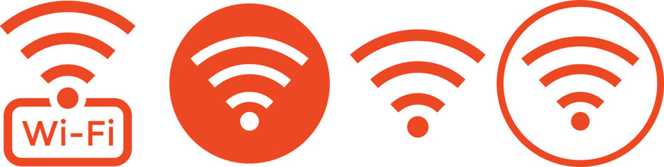 Wall Mural - wireless and wifi icon set. Wireless internet Sign. wi-fi point icon. Wireless connection vector illustration

