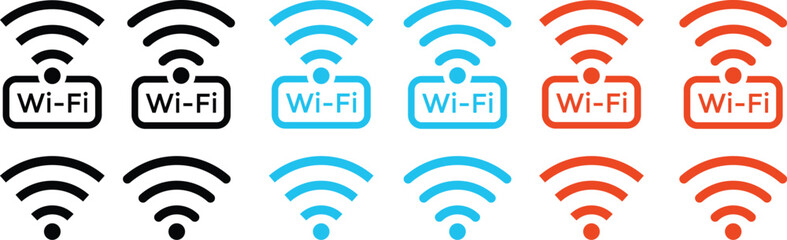 Wall Mural - Set of vector Wi-Fi icon for communication, telecommunication. wireless and wifi icon set. internet icon symbol sign collection. Vector wi-fi sign
