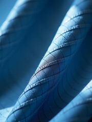 Wall Mural - textured blue fabric intricate diamond weave patterns illuminated soft morning light casting gentle